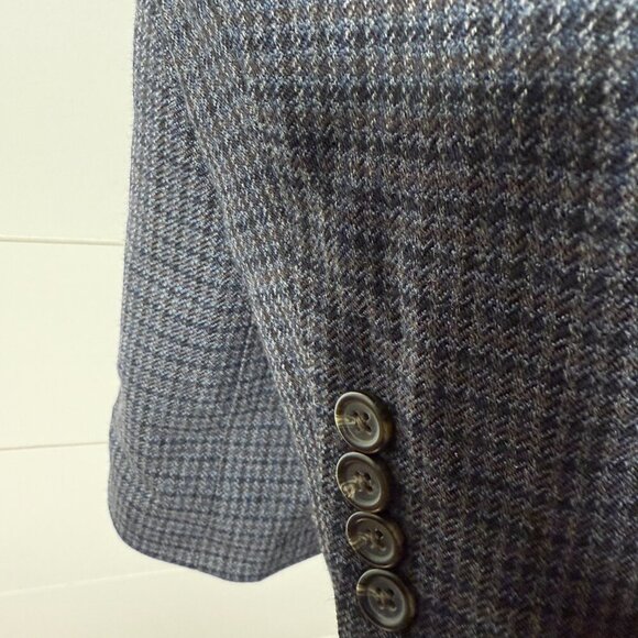 Chaps 100% Wool Blazer Sport Coat Check Gray, Brown, Black Size 44L - Picture 3 of 9